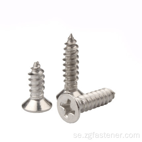 DIN7982 Rostfritt stål 316 Cross Deckasch Countersunk Head Tapping Screws